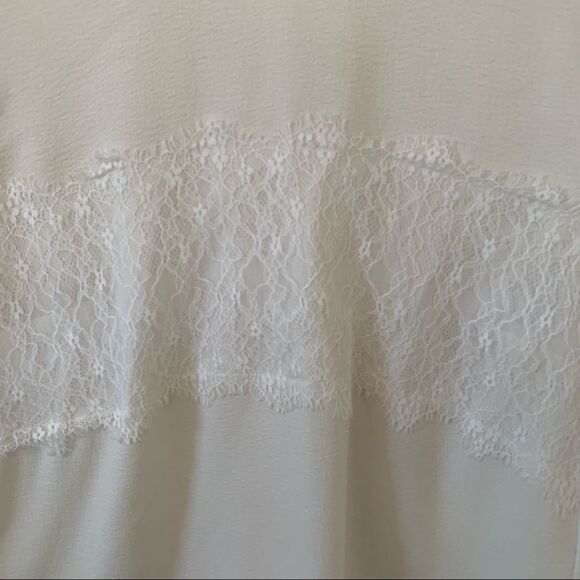 Zara Women Cream Crepe Lace Round Nexk Short Lace Sleeves Blouse - Picture 5 of 6